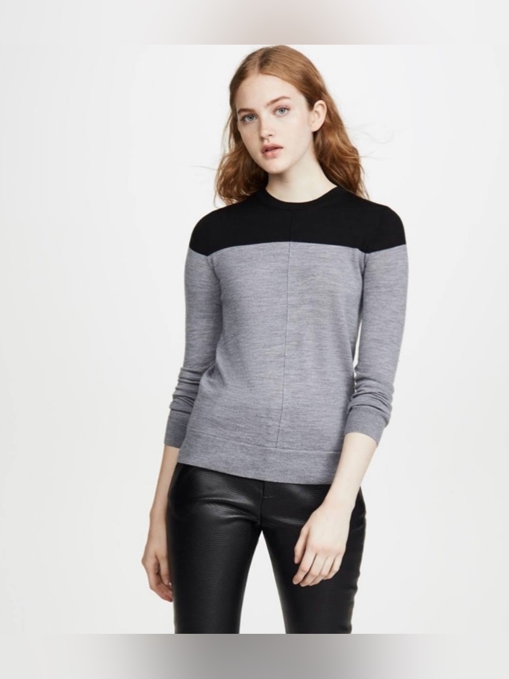 Club Monaco 100% Wool Lightweight Top Size M Black Grey All-Season Knit